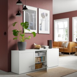 ترکیب ذخیره سازی با درب ایکیا مدل IKEA BESTÅ رنگ سفید/سفید هانویکن
