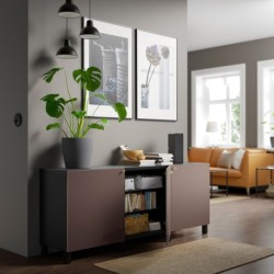 ترکیب ذخیره سازی با درب ایکیا مدل IKEA BESTÅ رنگ مشکی-قهوه ای/هیورتویکن/قهوه ای استابارپ