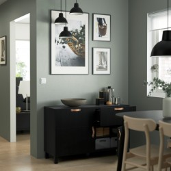 ترکیب ذخیره سازی با درب/کشو ایکیا مدل IKEA BESTÅ رنگ مشکی-قهوه ای/لاپویکن/مشکی-قهوه ای استابارپ