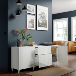 ترکیب ذخیره سازی با کشو ایکیا مدل IKEA BESTÅ رنگ سفید/ساترویکن/سفید کبارپ