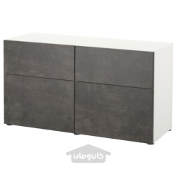 ترکیب ذخیره سازی با درب/کشو ایکیا مدل IKEA BESTÅ رنگ سفید کالویکن/اثر بتن خاکستری تیره