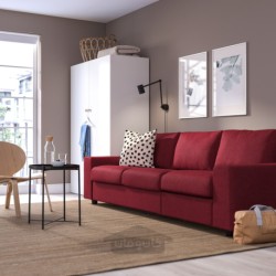 مبل تخت خواب شو 3 نفره ایکیا مدل IKEA VIMLE رنگ با دسته های پهن/قرمز لجده/قهوه ای