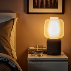 لامپ بلندگو با وای فای، سایه شیشه ای ایکیا مدل IKEA SYMFONISK رنگ مشکی/سفید