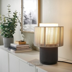 لامپ بلندگو با وای فای، سایه پارچه ای ایکیا مدل IKEA SYMFONISK رنگ مشکی/سفید