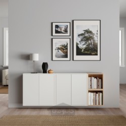 ترکیب کابینت دیواری ایکیا مدل IKEA EKET رنگ سفید/اثر بلوط رنگ آمیزی شده سفید