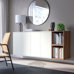 ترکیب کابینت دیواری ایکیا مدل IKEA EKET رنگ سفید/اثر گردویی