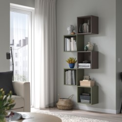ترکیب ذخیره سازی دیواری ایکیا مدل IKEA EKET رنگ چند رنگ / خاکستری-سبز