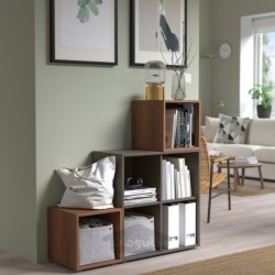 ترکیب کابینت با پایه ها ایکیا مدل IKEA EKET رنگ خاکستری تیره/گردویی