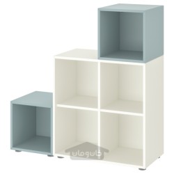ترکیب کابینت با پایه ها ایکیا مدل IKEA EKET رنگ سفید/خاکستری-آبی روشن