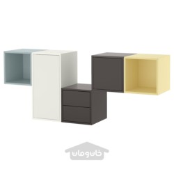 ترکیب کابینت دیواری ایکیا مدل IKEA EKET رنگ سفید/چند رنگ