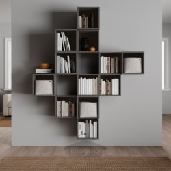 ترکیب کابینت دیواری ایکیا مدل IKEA EKET رنگ خاکستری تیره