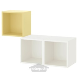 ترکیب کابینت دیواری ایکیا مدل IKEA EKET رنگ زرد کم رنگ/سفید
