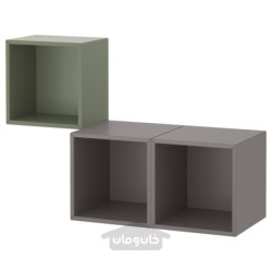 ترکیب کابینت دیواری ایکیا مدل IKEA EKET رنگ خاکستری-سبز/خاکستری تیره