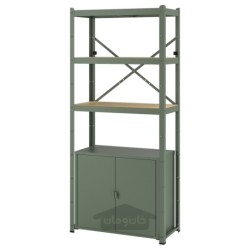 واحد قفسه بندی با کابینت ایکیا مدل IKEA BROR رنگ خاکستری-سبز/تخته سه لایه کاج