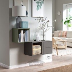 ترکیب ذخیره سازی دیواری ایکیا مدل IKEA EKET رنگ خاکستری تیره/سبز خاکستری