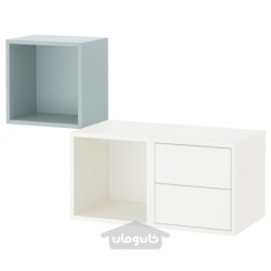 ترکیب ذخیره سازی دیواری ایکیا مدل IKEA EKET رنگ سفید/خاکستری-آبی روشن