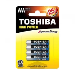 باتری نیم قلمی آلکالاین کارت 4 عددی توشیبا مدل TOSHIBA HIGH POWER 