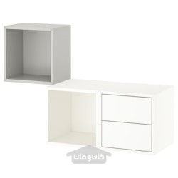 ترکیب ذخیره سازی دیواری ایکیا مدل IKEA EKET رنگ خاکستری روشن/سفید