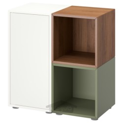 ترکیب کابینت با پایه ها ایکیا مدل IKEA EKET رنگ سفید/اثر گردویی خاکستری-سبز
