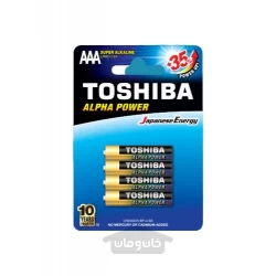 باتری نیم قلمی سوپر آلکالاین کارت 4 عددی توشیبا مدل TOSHIBA ALPHA POWER 