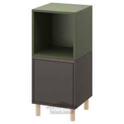 ترکیب کابینت با پایه ها ایکیا مدل IKEA EKET رنگ خاکستری تیره خاکستری سبز/چوبی