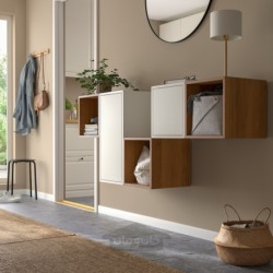 ترکیب کابینت دیواری ایکیا مدل IKEA EKET رنگ سفید/اثر گردویی