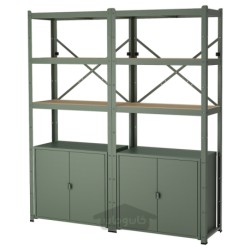واحد قفسه بندی با کابینت ایکیا مدل IKEA BROR رنگ خاکستری-سبز/تخته سه لایه کاج