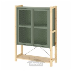 کابینت درب دار ایکیا مدل IKEA IVAR رنگ مش کاج/خاکستری سبز