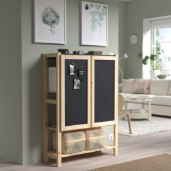 واحد قفسه بندی با درب ایکیا مدل IKEA IVAR رنگ نمد کاج/نمد