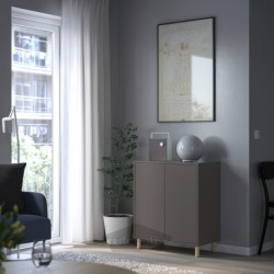 ترکیب کابینت با پایه ها ایکیا مدل IKEA EKET رنگ خاکستری تیره/چوب