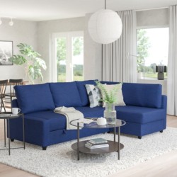 مبل نبشی با انباری ایکیا مدل IKEA FRIHETEN / KLAGSHAMN رنگ آبی اسکیفتبو
