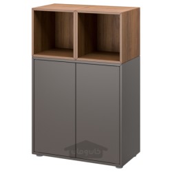 ترکیب کابینت با پایه ها ایکیا مدل IKEA EKET رنگ خاکستری تیره/اثر گردو