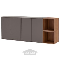 ترکیب کابینت دیواری ایکیا مدل IKEA EKET رنگ خاکستری تیره/اثر گردو