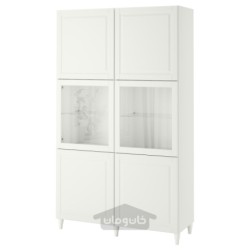 ترکیب ذخیره سازی با درب های شیشه ای ایکیا مدل IKEA BESTÅ رنگ سفید اسمویکن/سفید شیشه شفاف استویک