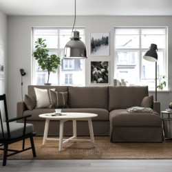 مبل راحتی 3 نفره با شزلون، سمت راست ایکیا مدل IKEA HYLTARP رنگ خاکستری قهوه ای گرانسل