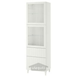 ترکیب ذخیره سازی با درب های شیشه ای ایکیا مدل IKEA BESTÅ رنگ سفید/ساترویکن/سفید شیشه شفاف کبارپ