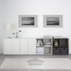 ترکیب کابینت با پایه ها ایکیا مدل IKEA EKET رنگ خاکستری تیره/خاکستری تیره