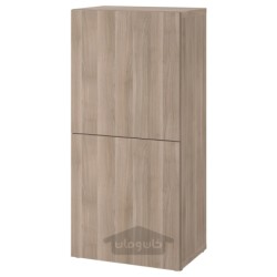 واحد قفسه با درب ایکیا مدل IKEA BESTÅ رنگ اثر گردوی خاکستری رنگ آمیزی شده/اثر گردوی خاکستری رنگ آمیزی شده لاپویکن