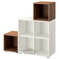 ترکیب کابینت با پایه ها ایکیا مدل IKEA EKET رنگ سفید/اثر گردویی