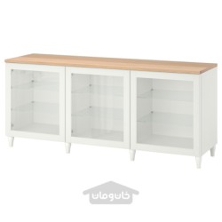ترکیب ذخیره سازی با درب ایکیا مدل IKEA BESTÅ رنگ سفید/استویک/سفید شیشه شفاف کبارپ