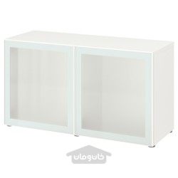 واحد قفسه با درب شیشه ای ایکیا مدل IKEA BESTÅ رنگ سفید گلسویک/سفید/شیشه مات سبز روشن