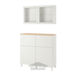 ترکیب ذخیره سازی با درب/کشو ایکیا مدل IKEA BESTÅ رنگ سفید لاپویکن/سیندویک/سفید شیشه شفاف استابارپ