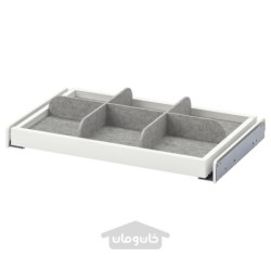 سینی درجی کشویی با تقسیم کننده ایکیا مدل IKEA KOMPLEMENT رنگ سفید/خاکستری روشن