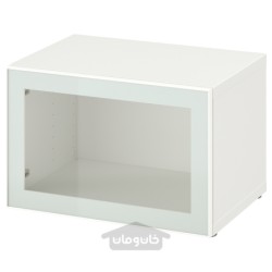 واحد قفسه با درب شیشه ای ایکیا مدل IKEA BESTÅ رنگ سفید گلسویک/سفید/شیشه شفاف سبز روشن
