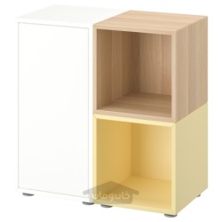 ترکیب کابینت با پایه ها ایکیا مدل IKEA EKET رنگ سفید/اثر بلوط رنگ آمیزی شده به رنگ زرد کم رنگ