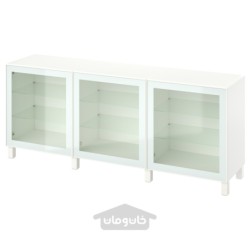 ترکیب ذخیره سازی با درب ایکیا مدل IKEA BESTÅ رنگ سفید گلسویک/استابارپ/سفید/شیشه شفاف سبز روشن