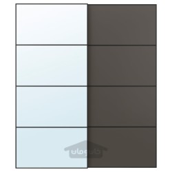جفت درب کشویی ایکیا مدل IKEA AULI / MEHAMN رنگ شیشه آینه مشکی/خاکستری تیره دو طرفه