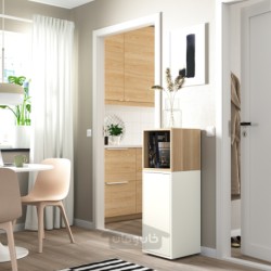 ترکیب کابینت با پایه ها ایکیا مدل IKEA EKET رنگ سفید/اثر بلوط رنگ آمیزی شده سفید