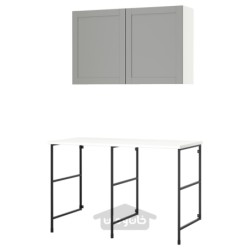 ترکیب ذخیره سازی ایکیا مدل IKEA ENHET رنگ قاب خاکستری درب