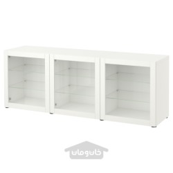 ترکیب ذخیره سازی با درب ایکیا مدل IKEA BESTÅ رنگ سفید/شیشه شفاف سیندویک